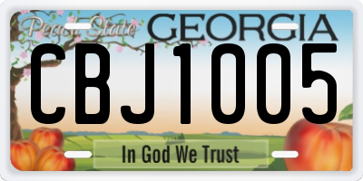 GA license plate CBJ1005