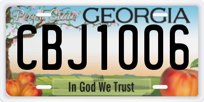 GA license plate CBJ1006