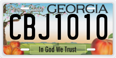 GA license plate CBJ1010