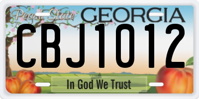 GA license plate CBJ1012