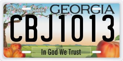 GA license plate CBJ1013