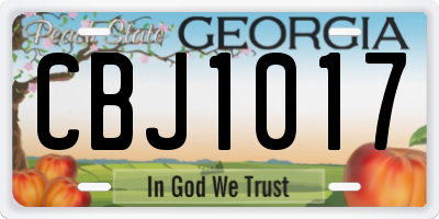 GA license plate CBJ1017