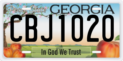 GA license plate CBJ1020