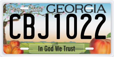 GA license plate CBJ1022
