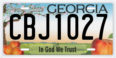 GA license plate CBJ1027