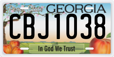 GA license plate CBJ1038