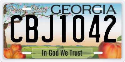 GA license plate CBJ1042
