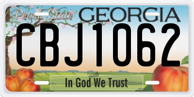 GA license plate CBJ1062