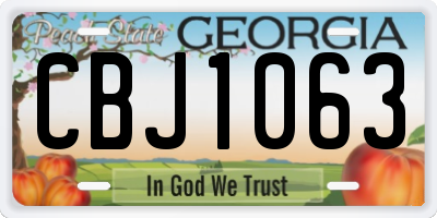 GA license plate CBJ1063
