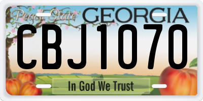 GA license plate CBJ1070
