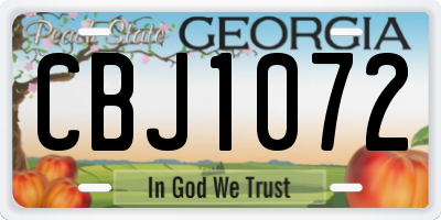 GA license plate CBJ1072