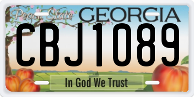 GA license plate CBJ1089