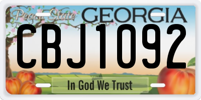 GA license plate CBJ1092