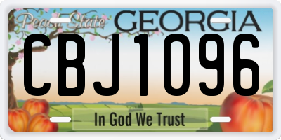 GA license plate CBJ1096
