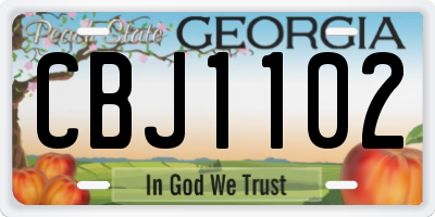 GA license plate CBJ1102