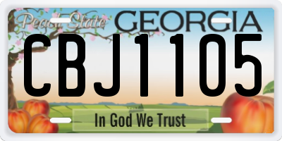 GA license plate CBJ1105