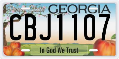 GA license plate CBJ1107