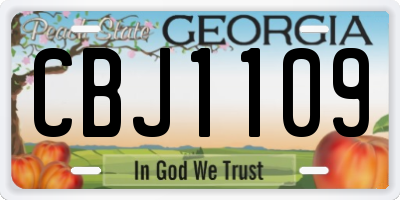 GA license plate CBJ1109