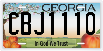 GA license plate CBJ1110