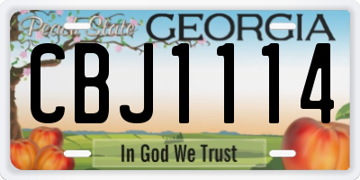 GA license plate CBJ1114