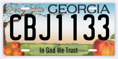 GA license plate CBJ1133