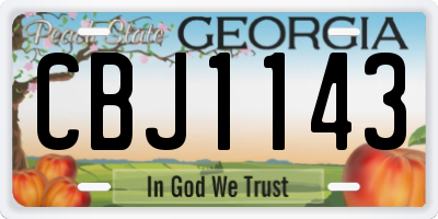 GA license plate CBJ1143