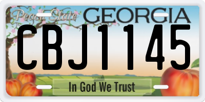 GA license plate CBJ1145