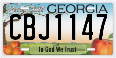 GA license plate CBJ1147