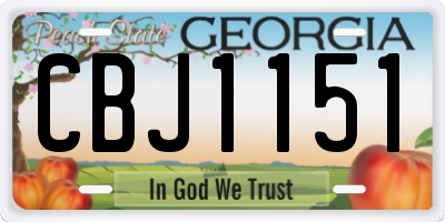 GA license plate CBJ1151