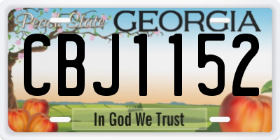 GA license plate CBJ1152