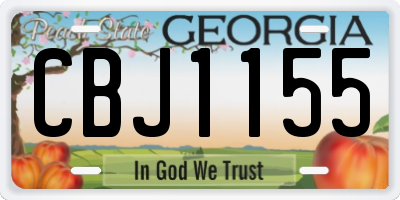 GA license plate CBJ1155