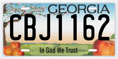 GA license plate CBJ1162