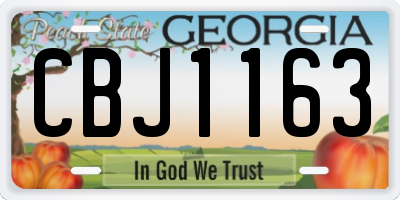 GA license plate CBJ1163