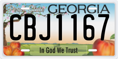 GA license plate CBJ1167