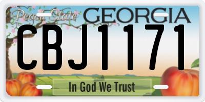 GA license plate CBJ1171