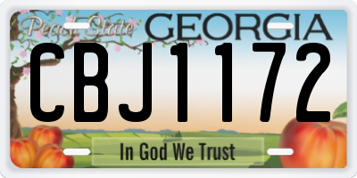 GA license plate CBJ1172