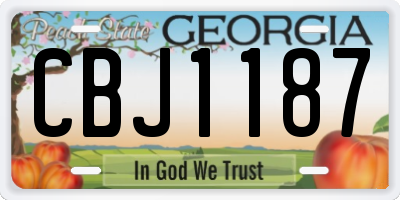 GA license plate CBJ1187
