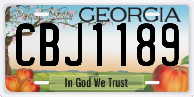 GA license plate CBJ1189
