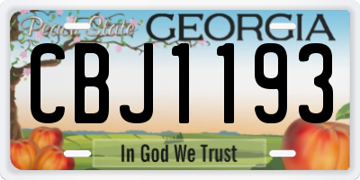 GA license plate CBJ1193