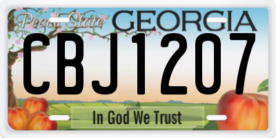 GA license plate CBJ1207