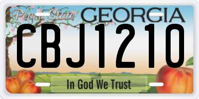 GA license plate CBJ1210