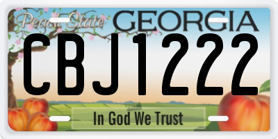 GA license plate CBJ1222