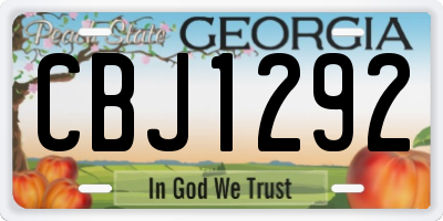 GA license plate CBJ1292