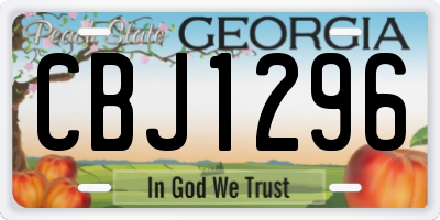 GA license plate CBJ1296