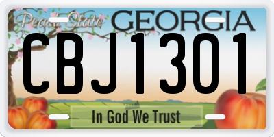 GA license plate CBJ1301