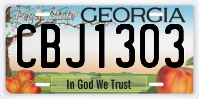 GA license plate CBJ1303