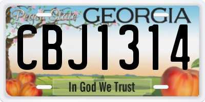 GA license plate CBJ1314