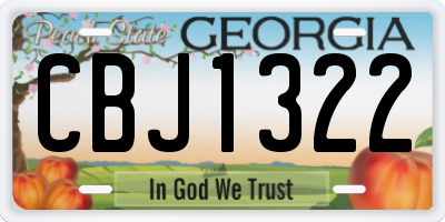 GA license plate CBJ1322