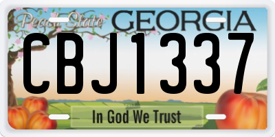 GA license plate CBJ1337