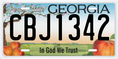 GA license plate CBJ1342